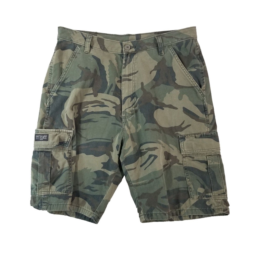Wrangler camo cargo shorts men's 32x9 green cotton outdoor Urban
